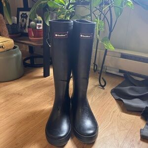 Black Winter and Rain Boots with Knee High Design and Sturdy Sole